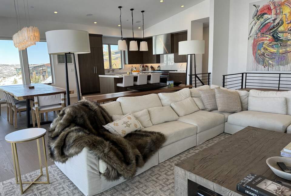 Great room with Kitchen in background