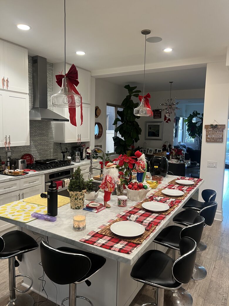 Large Kitchen Island Sits Six and Good for Celebrations
