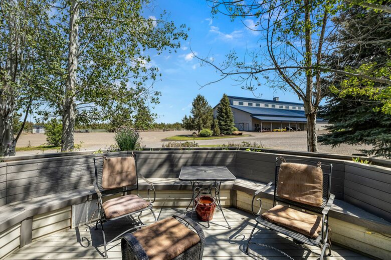 back deck with view of Horse Arena