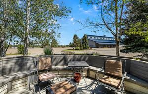 back deck with view of Horse Arena