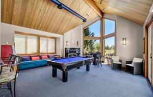 Pool House with fireplace and views of the Three Sisters Mountains