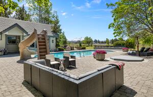 Pool area, hot tub, water slide