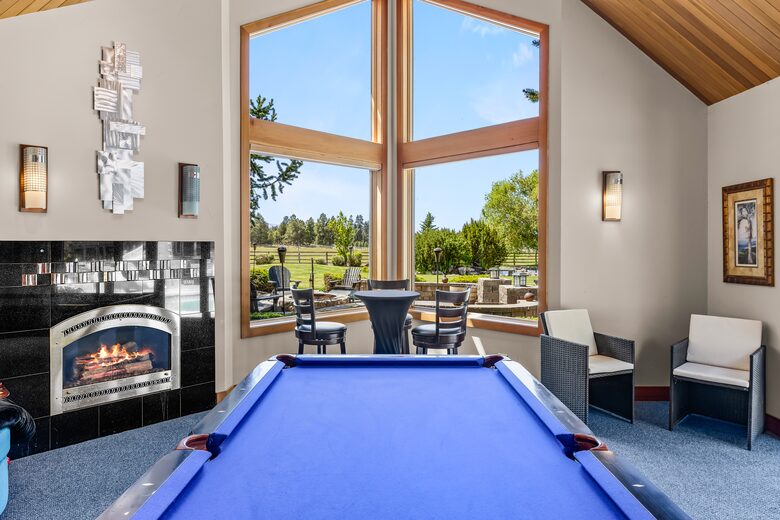 Pool House view of outdoor fire pit