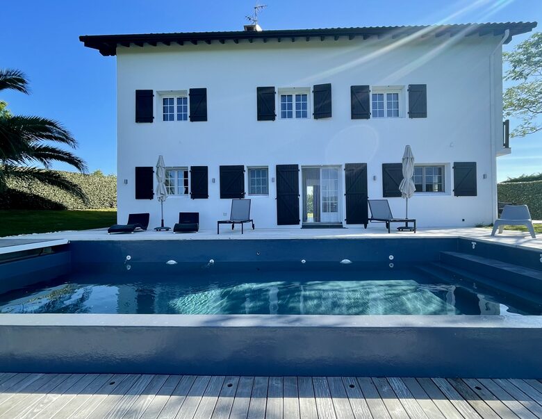 South side of the Villa with mountains and pool views