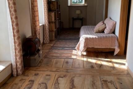 Hallway with three bedrooms