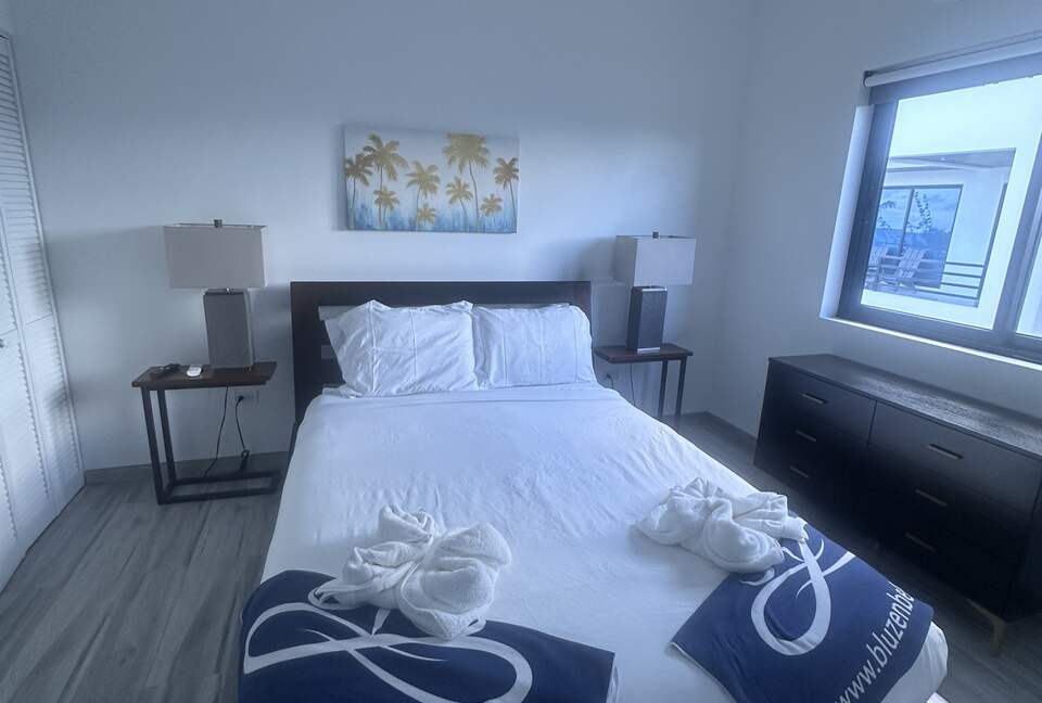 Second bedroom with queen size bed dresser and closet