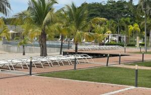 View of pool area from patio