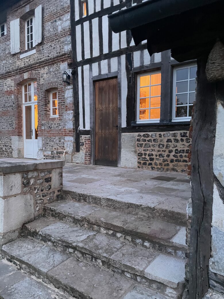 Walking up the terrace stairs