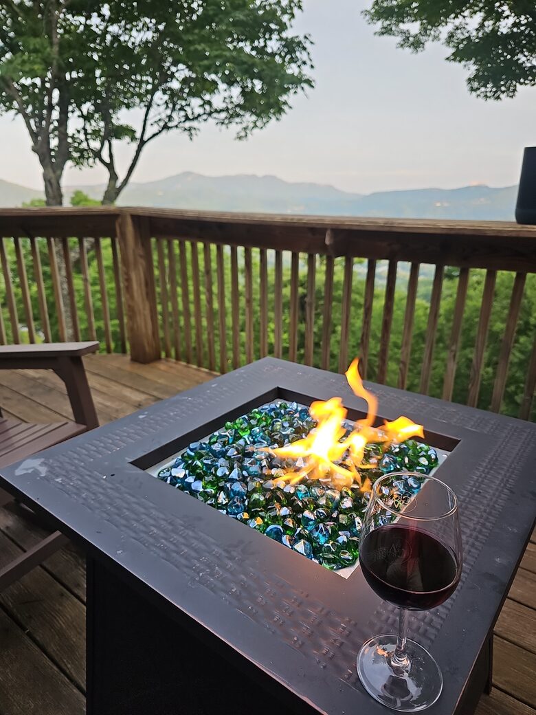 Balcony with fire table