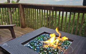 Balcony with fire table