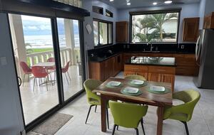 View of the ocean from the living, dining, and kitchen area