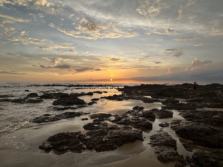 The beach view West with a sunset