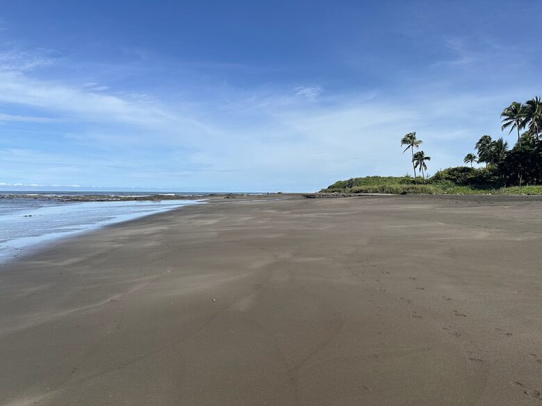 The beach in front of the property, looking North