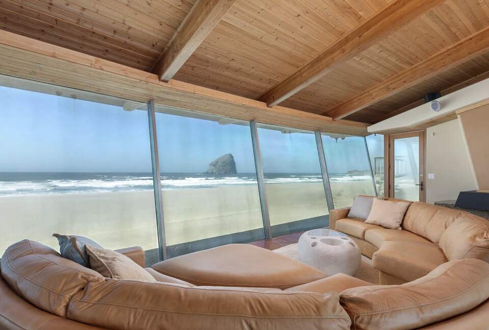 Direct Oceanfront Home Framing Haystack Rock - Pacific City, Oregon