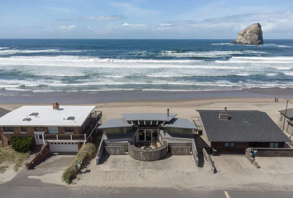 Direct Oceanfront Home Framing Haystack Rock - Pacific City, Oregon