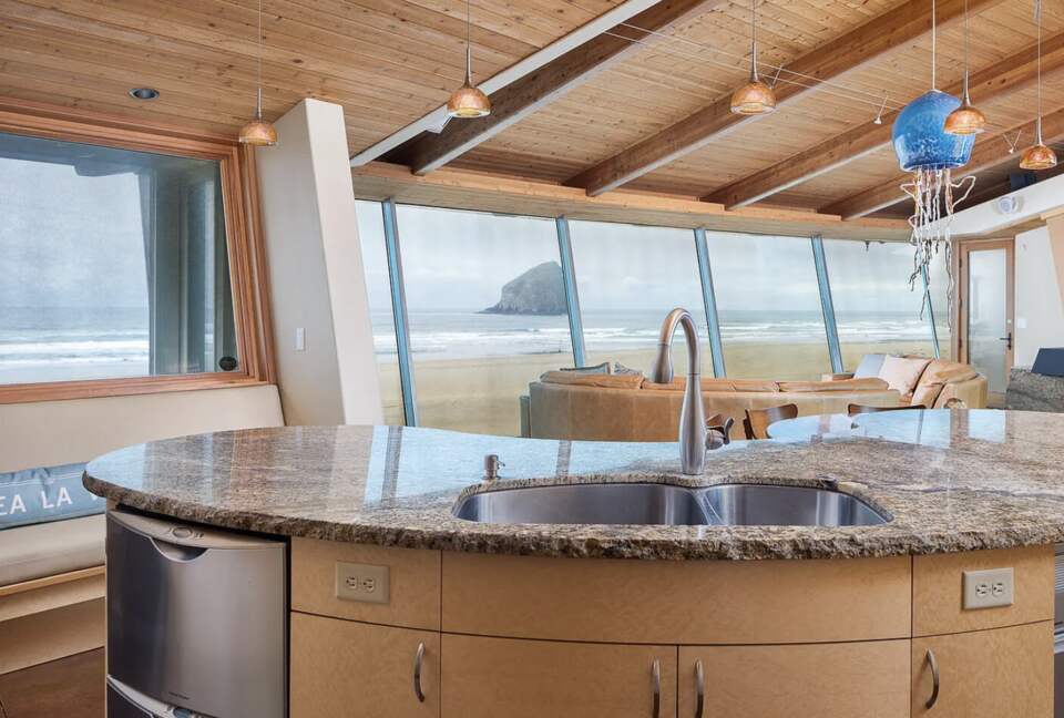 Direct Oceanfront Home Framing Haystack Rock - Pacific City, Oregon