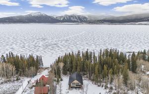 Drone View, Frozen Lake Behind