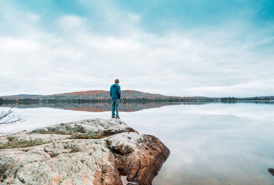 Our 1-billion year old lichen-covered rocky point