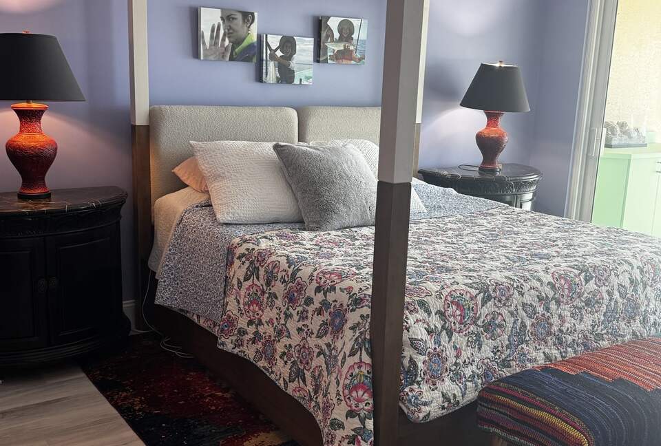 Master bedroom, king Sleep Number bed with balcony