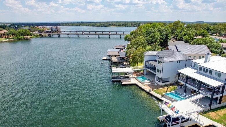 Lake LBJ Luxe Waterfront Estate with Private Dock & Pool - Kingsland, Texas
