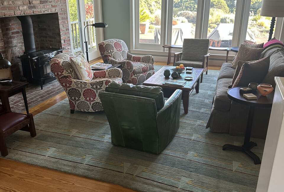 Living room with wood burning stove