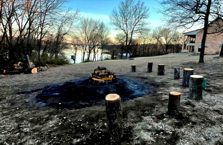 Fire pit with water view