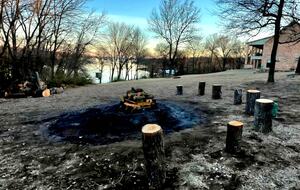 Fire pit with water view