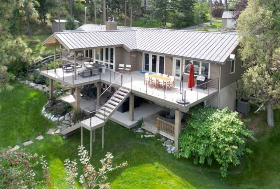 Private Flathead Lakefront Estate with Dock, Hot Tub & Panoramic Mountain Views - Rollins, Montana