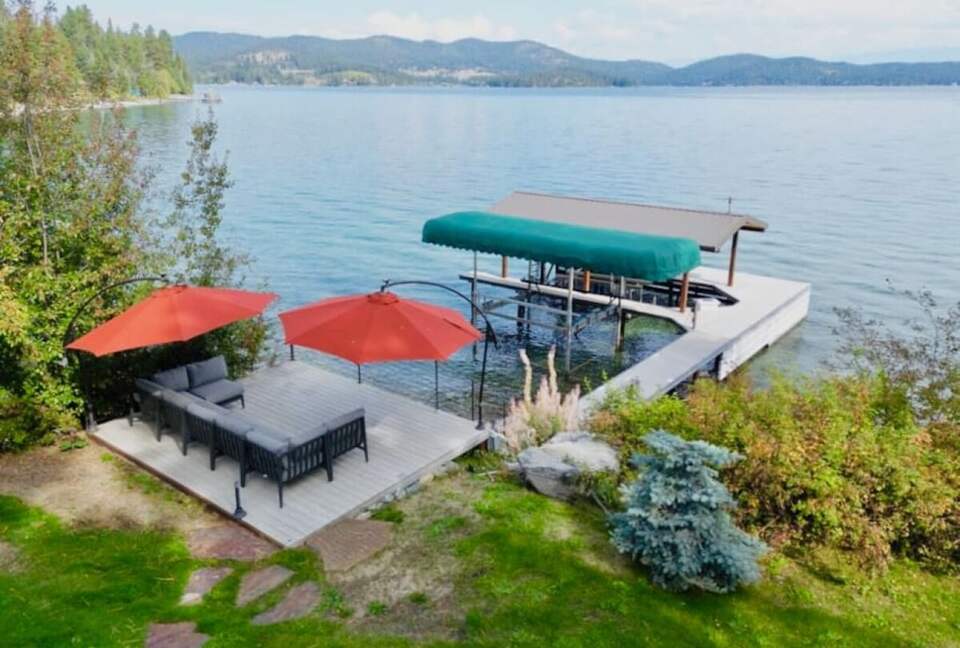 Private Flathead Lakefront Estate with Dock, Hot Tub & Panoramic Mountain Views - Rollins, Montana