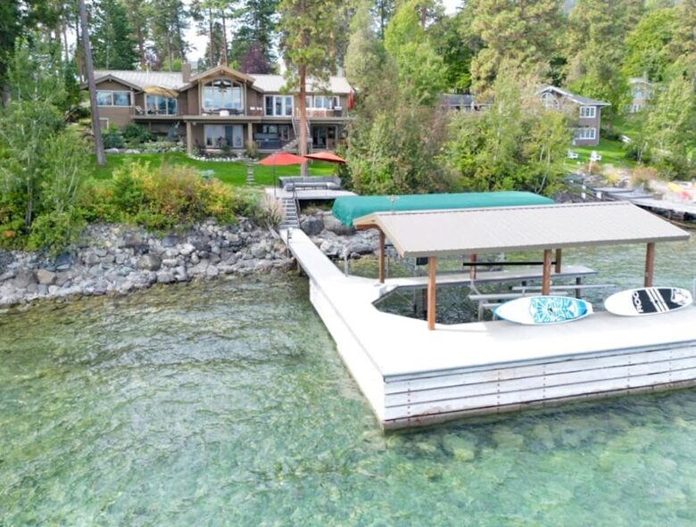 Private Flathead Lakefront Estate with Dock, Hot Tub & Panoramic Mountain Views - Rollins, Montana