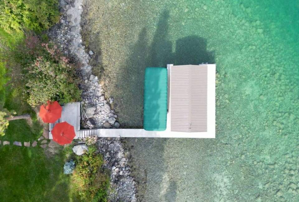 Private Flathead Lakefront Estate with Dock, Hot Tub & Panoramic Mountain Views - Rollins, Montana