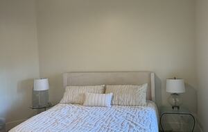 King bed with en suite bathroom