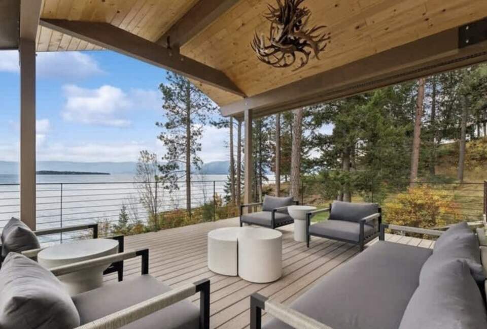 Private Flathead Lakefront Estate with Dock, Hot Tub & Panoramic Mountain Views - Rollins, Montana