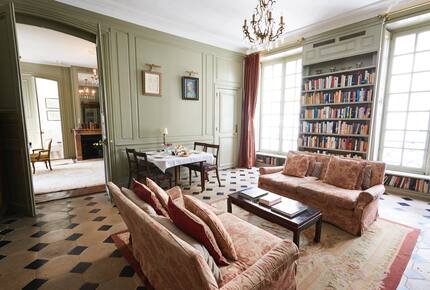 Salon with master bedroom beyond
