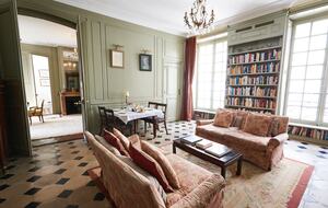 Salon with master bedroom beyond