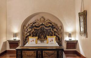 One of the large bedrooms on the ground floor