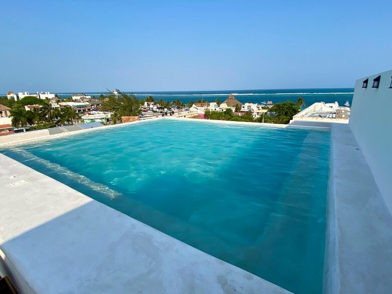 Pool and ocean view.