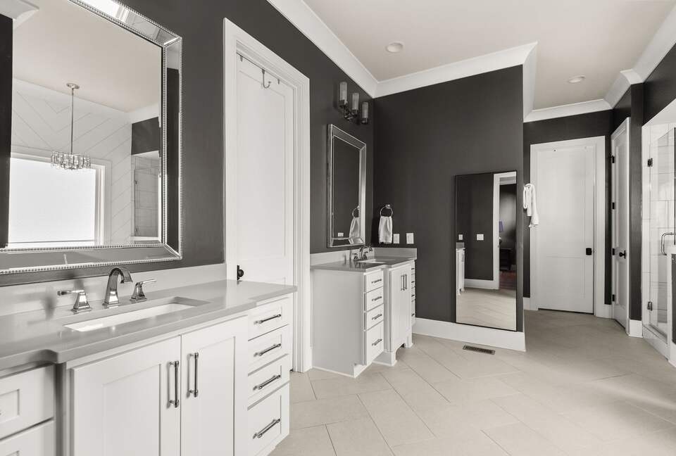 spacious primary bathroom