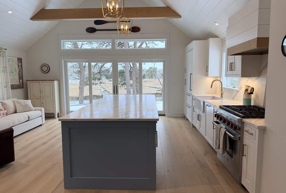 Kitchen with island that seats 4 plus couch and chair