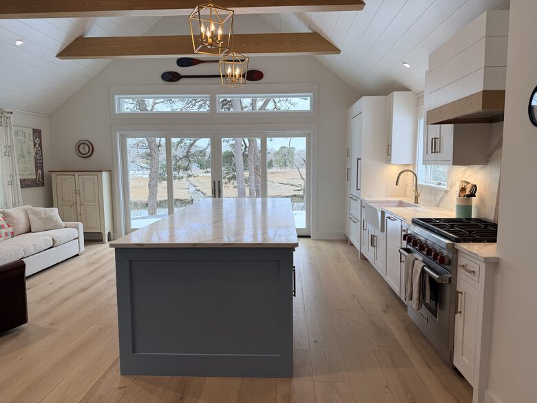 Kitchen with island that seats 4 plus couch and chair