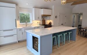 Wine and beverage fridge in island