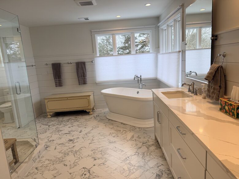 Full master bath with jetted tub and shower