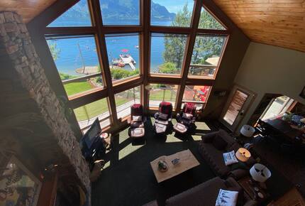 Great room loft view. Loft has workstation games and bed.