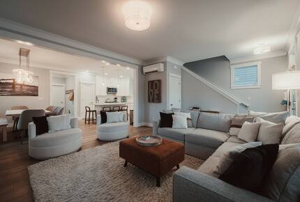 Island seating for 4, dining seating for 8