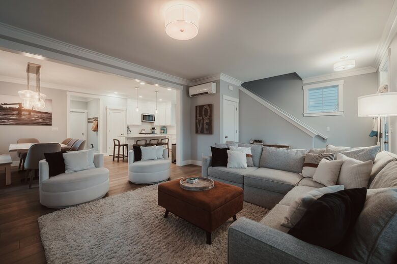 Island seating for 4, dining seating for 8