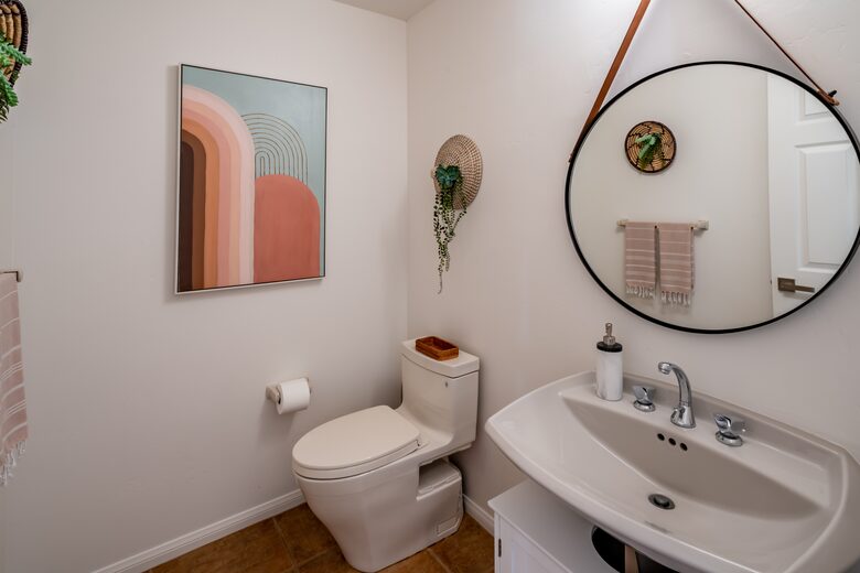 Half bathroom attached, close to the great room