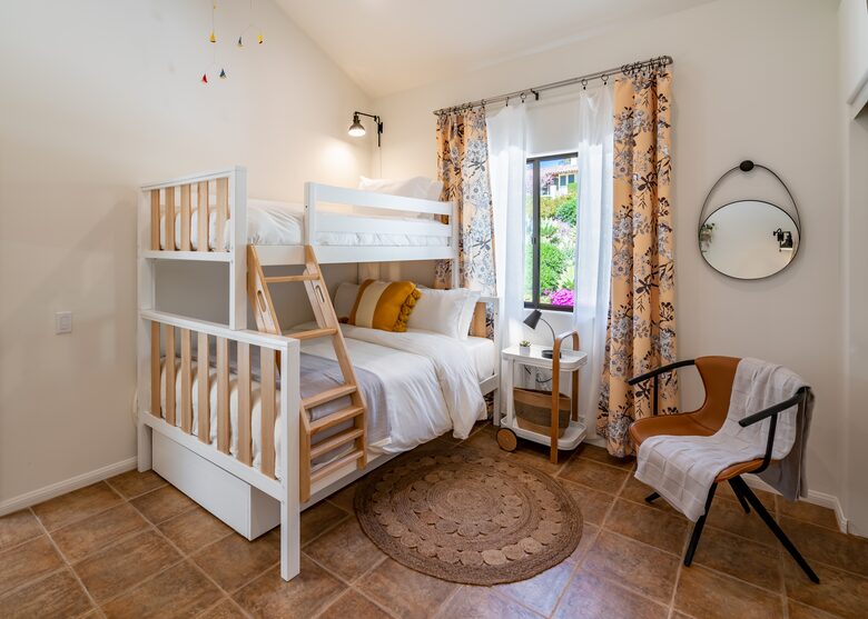 Bunk bed that sleeps multiple children in the second guest room