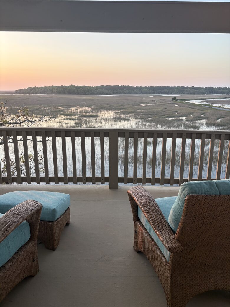 Master level bedroom balcony with seating