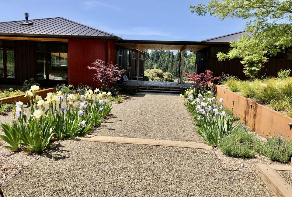 Entrance.  House on Left.  Garage on Right