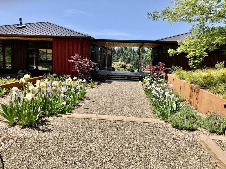 Entrance. House on Left. Garage on Right